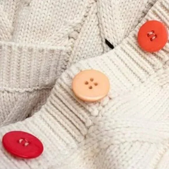 Patchwork Knit Embroidery College V-Neck Cardigan Button Up Sweater - Picture 3 of 4